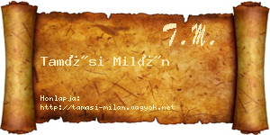 Tamási Milán névjegykártya