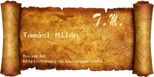 Tamási Milán névjegykártya